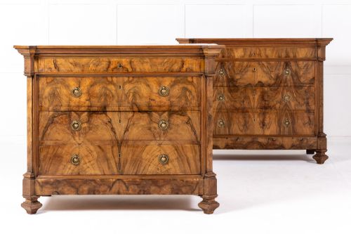 pair of 19th century french walnut commodes - CATEGORY: ANTIQUE CHEST OF DRAWERS - DATED 19TH CENTURY