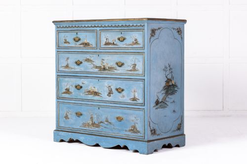 1930s decorative english japanned chest of drawers - CATEGORY: ANTIQUE CHEST OF DRAWERS - DATED 1930