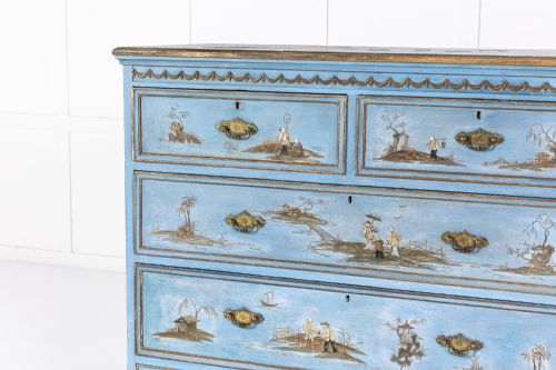 1930S DECORATIVE ENGLISH JAPANNED CHEST OF DRAWERS - ADDITIONAL PHOTO 2