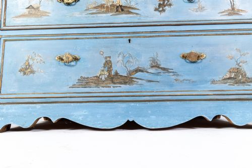 1930S DECORATIVE ENGLISH JAPANNED CHEST OF DRAWERS - ADDITIONAL PHOTO 3