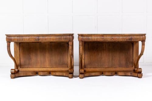 PAIR OF 19TH CENTURY ITALIAN WALNUT CONSOLE TABLES - ADDITIONAL PHOTO 1