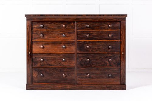 19TH CENTURY ENGLISH ROSEWOOD BANK OF DRAWERS - ADDITIONAL PHOTO 1