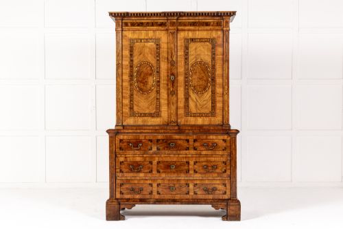 late 18th century german walnut and marquetry cabinet - CATEGORY: ANTIQUE CUPBOARDS - DATED 18TH CENTURY