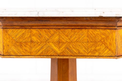 19TH CENTURY ITALIAN OAK OCTAGONAL TABLE WITH INLAID MARBLE TOP - ADDITIONAL PHOTO 4