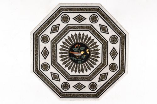 19TH CENTURY ITALIAN OAK OCTAGONAL TABLE WITH INLAID MARBLE TOP - ADDITIONAL PHOTO 6