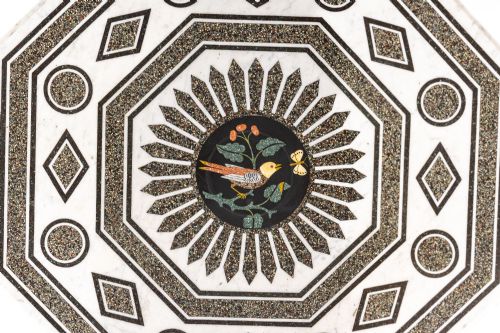 19TH CENTURY ITALIAN OAK OCTAGONAL TABLE WITH INLAID MARBLE TOP - ADDITIONAL PHOTO 7