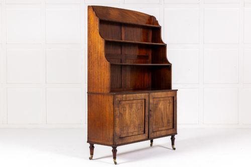 19th century english regency mahogany waterfall bookcase - CATEGORY: ANTIQUE BOOKCASES - DATED 19TH CENTURY