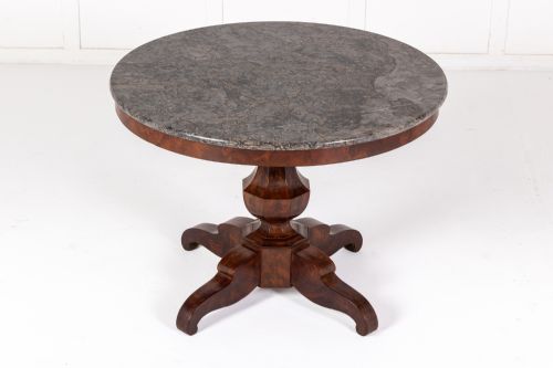 19th century french mahogany guridon with marble top - CATEGORY: ANTIQUE TABLES - DATED 19TH CENTURY