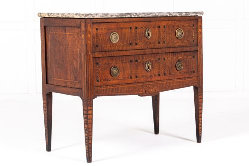 18th century french louis xvi walnut commode with marble top - CATEGORY: ANTIQUE CHEST OF DRAWERS - DATED 18TH CENTURY