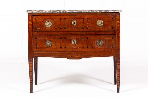 18TH CENTURY FRENCH LOUIS XVI WALNUT COMMODE WITH MARBLE TOP - ADDITIONAL PHOTO 1