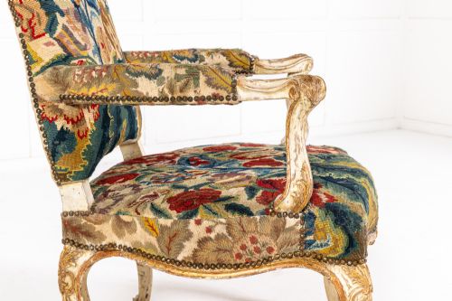 LARGE 19TH CENTURY ITALIAN OPEN ARMCHAIR - ADDITIONAL PHOTO 4
