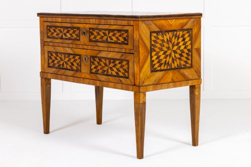 18th century french louis xvi period walnut parquetry commode - CATEGORY: ANTIQUE SIDEBOARDS - DATED 18TH CENTURY