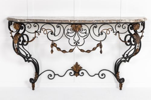 19th century french wrought iron console table - CATEGORY: ANTIQUE TABLES - DATED 19TH CENTURY