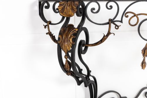 19TH CENTURY FRENCH WROUGHT IRON CONSOLE TABLE - ADDITIONAL PHOTO 1