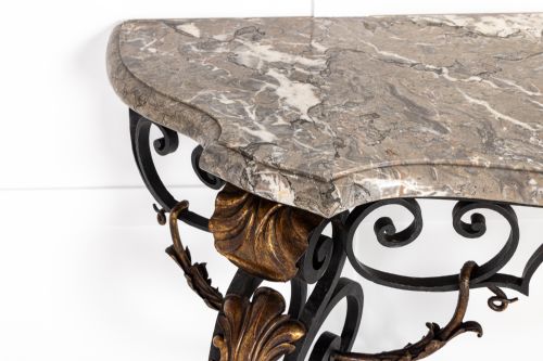 19TH CENTURY FRENCH WROUGHT IRON CONSOLE TABLE - ADDITIONAL PHOTO 8