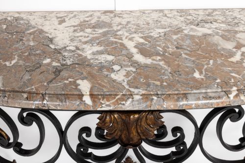 19TH CENTURY FRENCH WROUGHT IRON CONSOLE TABLE - ADDITIONAL PHOTO 9