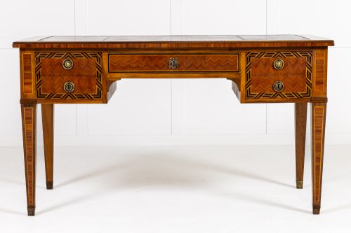 19th century french walnut and tulipwood parquetry bureau plat - CATEGORY: ANTIQUE DESKS - DATED 19TH CENTURY
