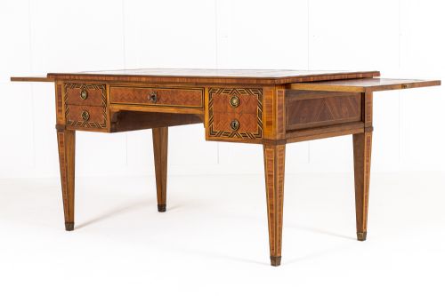 19TH CENTURY FRENCH WALNUT AND TULIPWOOD PARQUETRY BUREAU PLAT - ADDITIONAL PHOTO 2