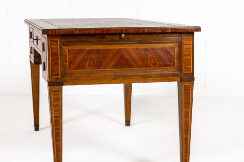 19TH CENTURY FRENCH WALNUT AND TULIPWOOD PARQUETRY BUREAU PLAT - ADDITIONAL PHOTO 6