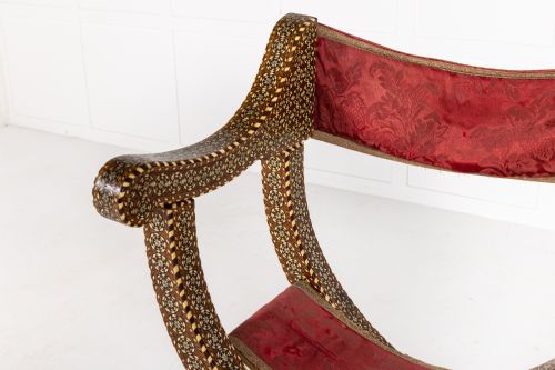 19TH CENTURY ANDALUCIA INLAID FOLDING CHAIR - ADDITIONAL PHOTO 2