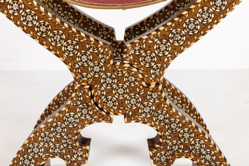 19TH CENTURY ANDALUCIA INLAID FOLDING CHAIR - ADDITIONAL PHOTO 3