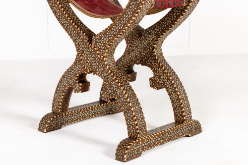 19TH CENTURY ANDALUCIA INLAID FOLDING CHAIR - ADDITIONAL PHOTO 4