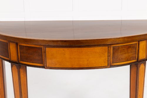19TH CENTURY ENGLISH DEMI LUNE MAHOGANY SIDE TABLE - ADDITIONAL PHOTO 2