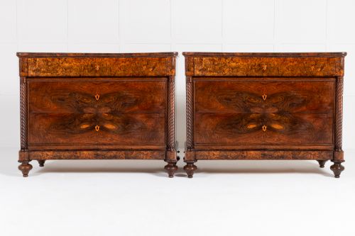 pair of 19th century italian walnut commodes - CATEGORY: ANTIQUE CHEST OF DRAWERS - DATED 19TH CENTURY