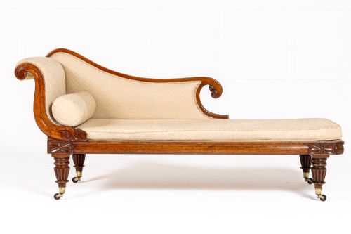 19th century late english regency period mahogany chaise longue - CATEGORY: ANTIQUE SOFAS - DATED REGENCY