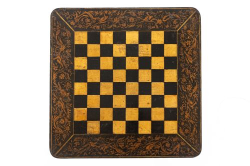 19TH CENTURY LATE ENGLISH REGENCY PERIOD PENWORK GAMESCHESS TABLE - ADDITIONAL PHOTO 4