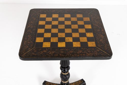 19TH CENTURY LATE ENGLISH REGENCY PERIOD PENWORK GAMESCHESS TABLE - ADDITIONAL PHOTO 5