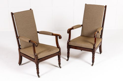 PAIR OF 19TH CENTURY ENGLISH REGENCY PERIOD BOBBIN TURNED ARMCHAIRS - ADDITIONAL PHOTO 1