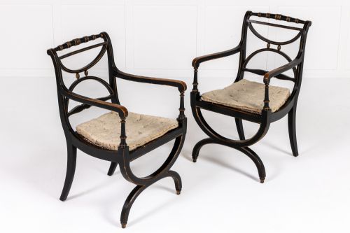 pair of 19th century painted armchairs - CATEGORY: ANTIQUE CHAIRS - DATED 19TH CENTURY