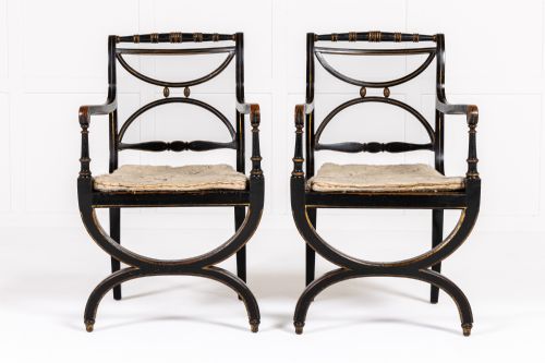PAIR OF 19TH CENTURY PAINTED ARMCHAIRS - ADDITIONAL PHOTO 1