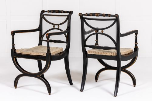 PAIR OF 19TH CENTURY PAINTED ARMCHAIRS - ADDITIONAL PHOTO 2