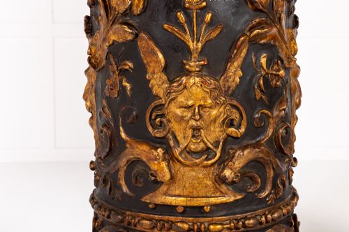PAIR OF GRAND SCALE 19TH CENTURY PAINTED AND PARCEL GILT COLUMNS - ADDITIONAL PHOTO 5