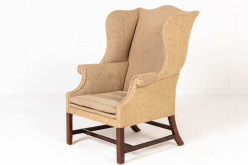 18th century george iii english mahogany wing chair - CATEGORY: ANTIQUE CHAIRS - DATED 18TH CENTURY