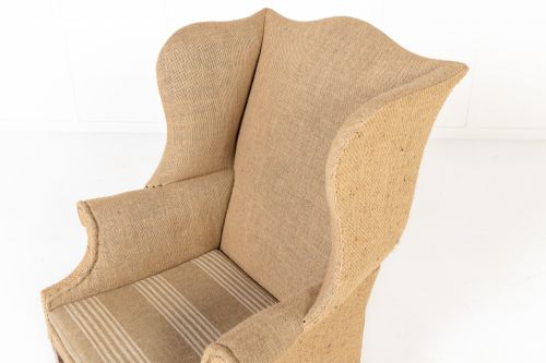 18TH CENTURY GEORGE III ENGLISH MAHOGANY WING CHAIR - ADDITIONAL PHOTO 5