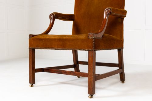 LARGE 18TH CENTURY GEORGE III MAHOGANY GAINSBOROUGH ARMCHAIR - ADDITIONAL PHOTO 5