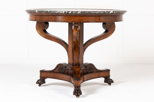 19th century french walnut centre table with marble top - CATEGORY: ANTIQUE TABLES - DATED 19TH CENTURY