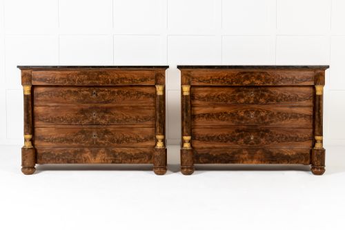 pair of 19th century french empire period mahogany commodes - CATEGORY: ANTIQUE CHEST OF DRAWERS - DATED 19TH CENTURY