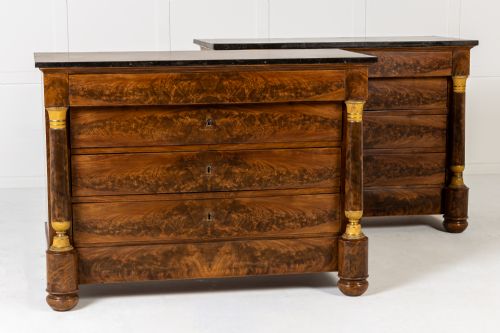 PAIR OF 19TH CENTURY FRENCH EMPIRE PERIOD MAHOGANY COMMODES - ADDITIONAL PHOTO 1