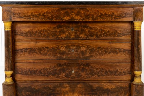 PAIR OF 19TH CENTURY FRENCH EMPIRE PERIOD MAHOGANY COMMODES - ADDITIONAL PHOTO 6
