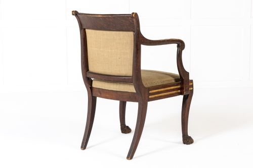 19TH CENTURY ENGLISH REGENCY ROSEWOOD AND GILT ARMCHAIR - ADDITIONAL PHOTO 9