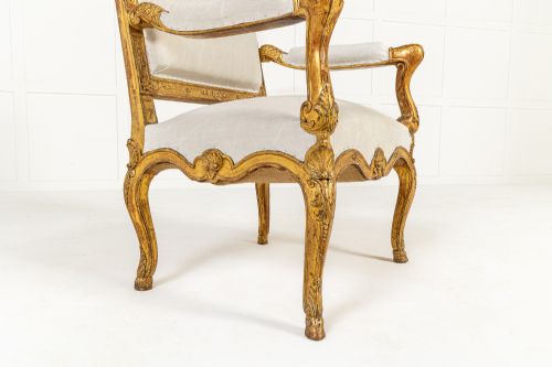 PAIR OF FRENCH RGENCE STYLE GILTWOOD ARMCHAIRS C1900 - ADDITIONAL PHOTO 8