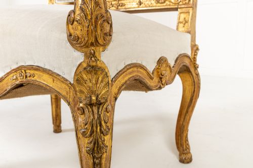 PAIR OF FRENCH RGENCE STYLE GILTWOOD ARMCHAIRS C1900 - ADDITIONAL PHOTO 11