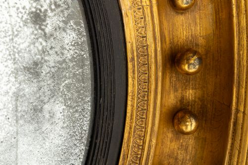 A VERY LARGE 19TH CENTURY ENGLISH REGENCY CONVEX MIRROR - ADDITIONAL PHOTO 3