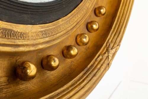 A VERY LARGE 19TH CENTURY ENGLISH REGENCY CONVEX MIRROR - ADDITIONAL PHOTO 4