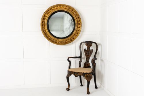 A VERY LARGE 19TH CENTURY ENGLISH REGENCY CONVEX MIRROR - ADDITIONAL PHOTO 5