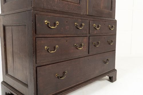 18TH CENTURY ENGLISH OAK COUNTRY HOUSE LINEN PRESS - ADDITIONAL PHOTO 5